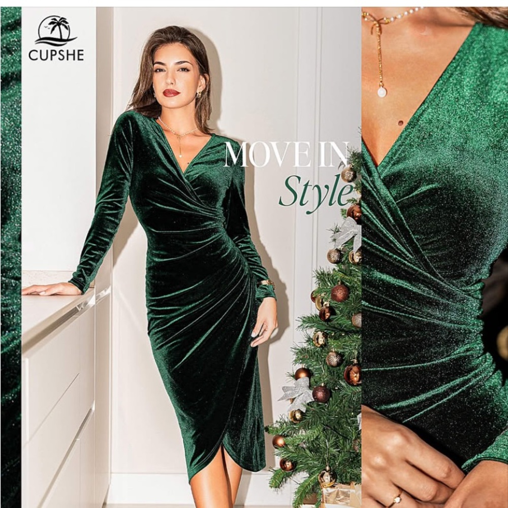 Emerald Green Velvet Dress